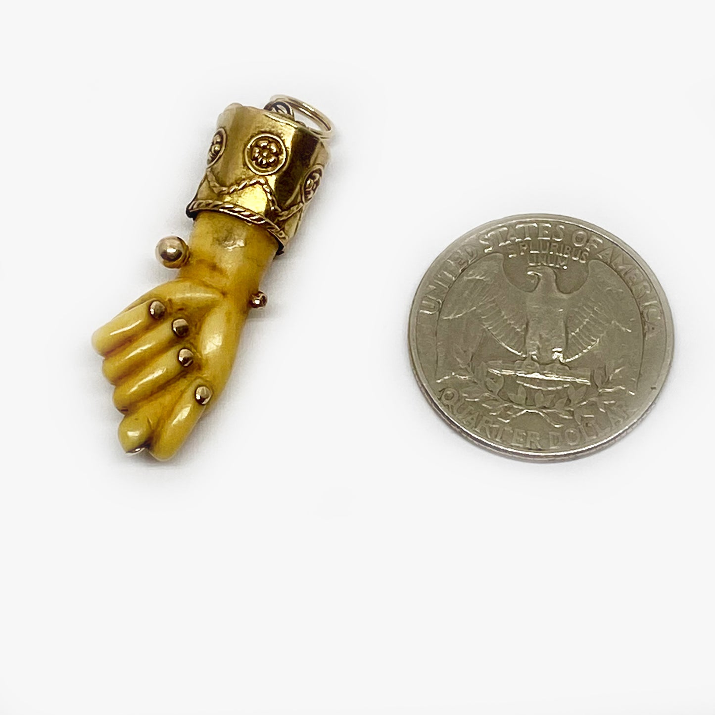 Antique 18K Gold Figa, Victorian Bone Figa Charm
