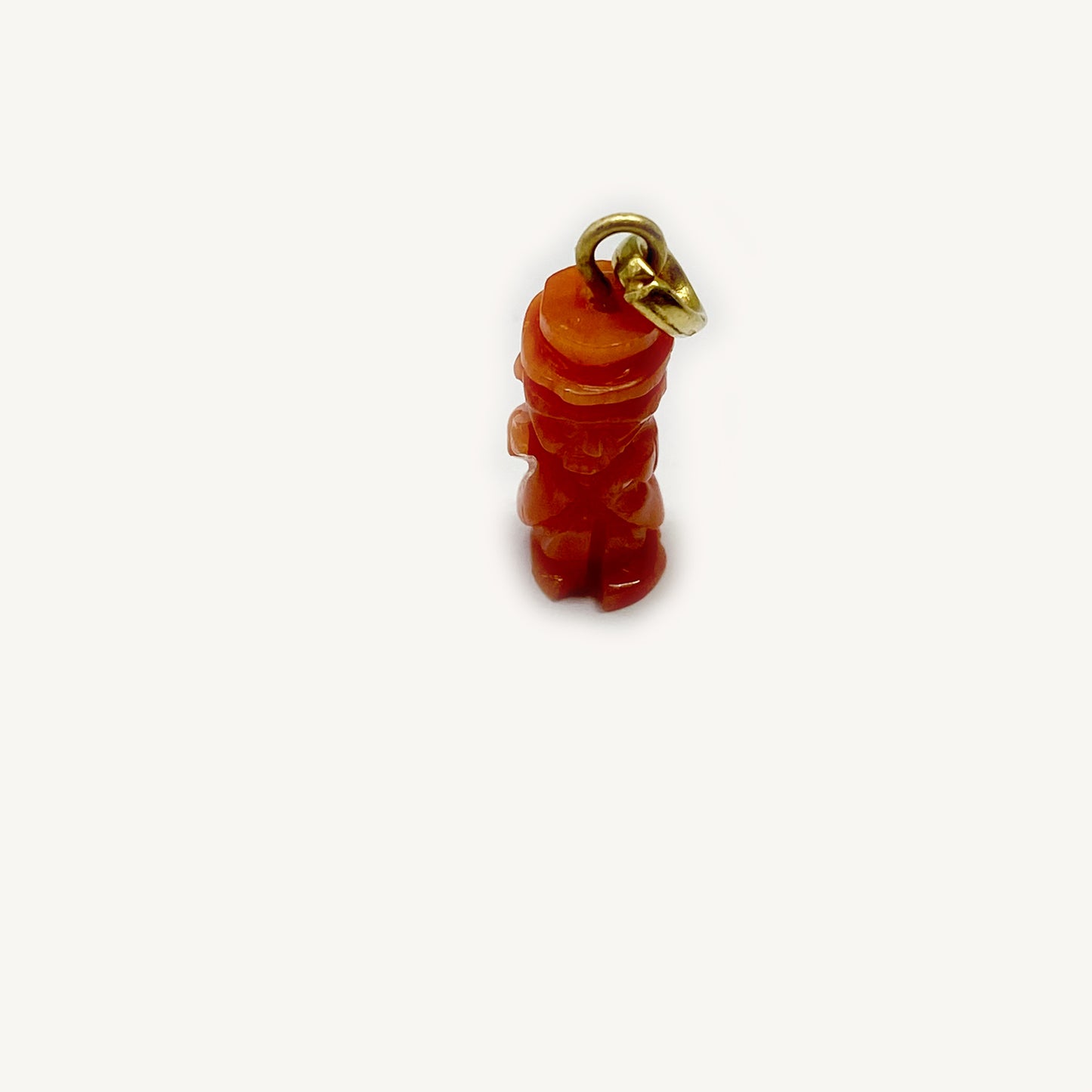 Antique 18k Gold and Coral Victorian Lucky Gobbo, Natural Coral Pendant