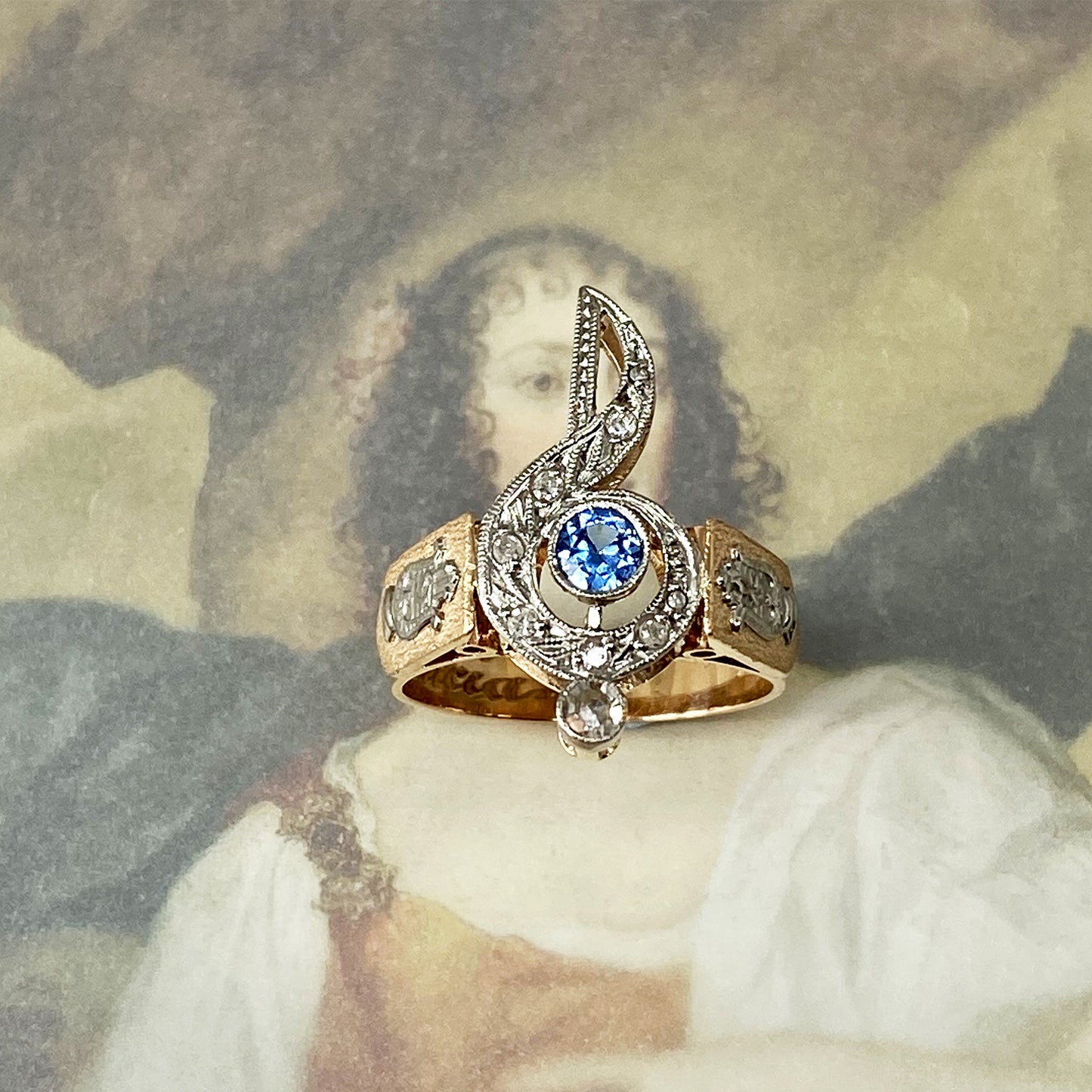 Vintage 16k Gold Music Note Ring