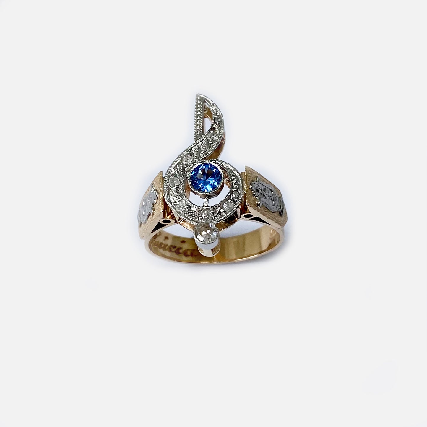 Vintage 16k Gold Music Note Ring