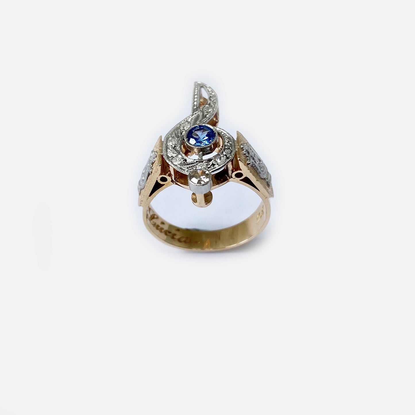 Vintage 16k Gold Music Note Ring