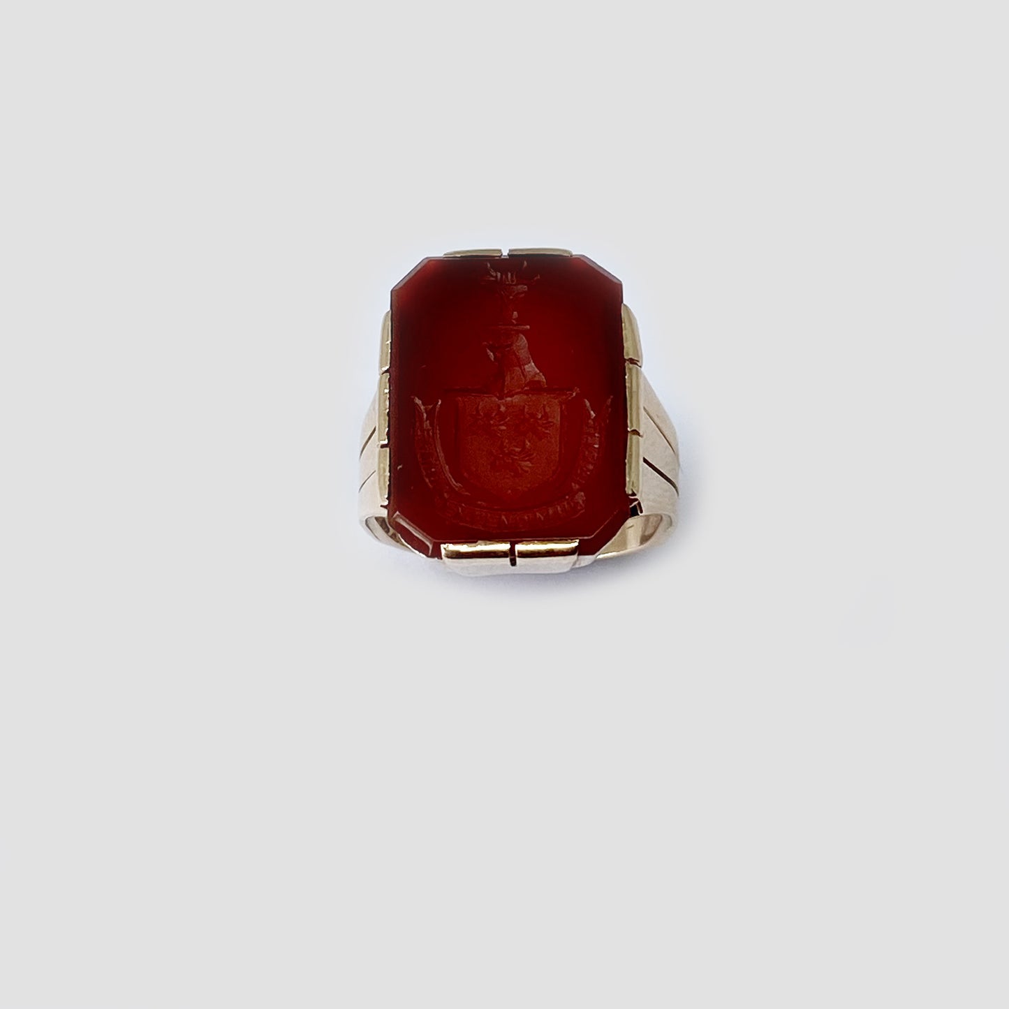 Antique 14k Gold Carnelian Intaglio Signet Motto Ring