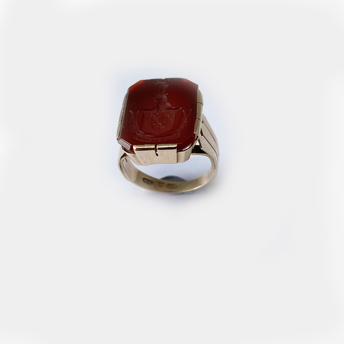 Antique 14k Gold Carnelian Intaglio Signet Motto Ring