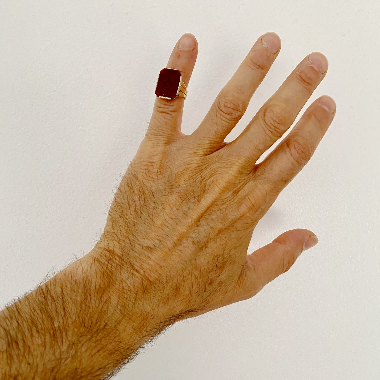 Antique 14k Gold Carnelian Intaglio Signet Motto Ring