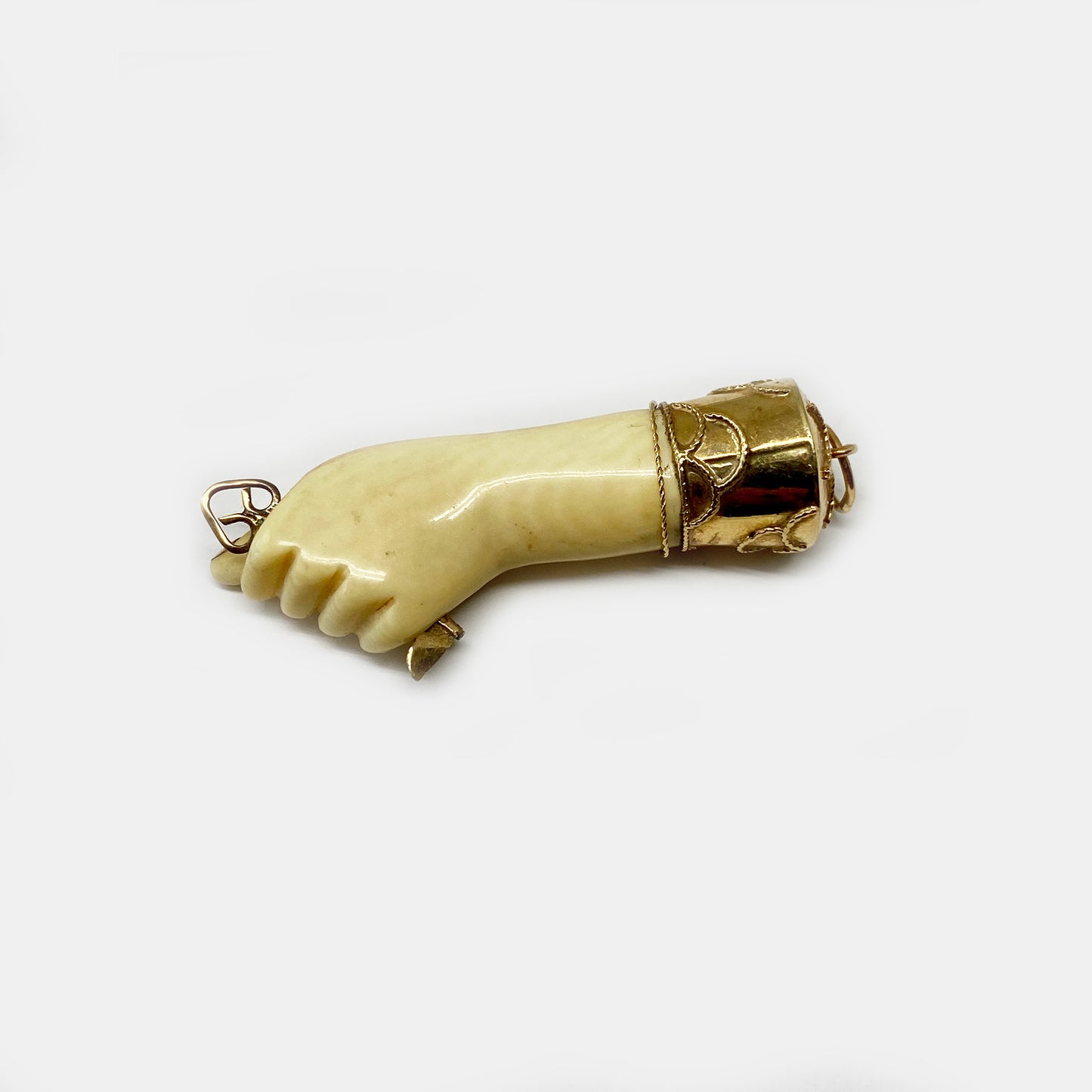 Antique 18K Gold Bone Figa, Victorian Fist, Key Hand, Figa Charm
