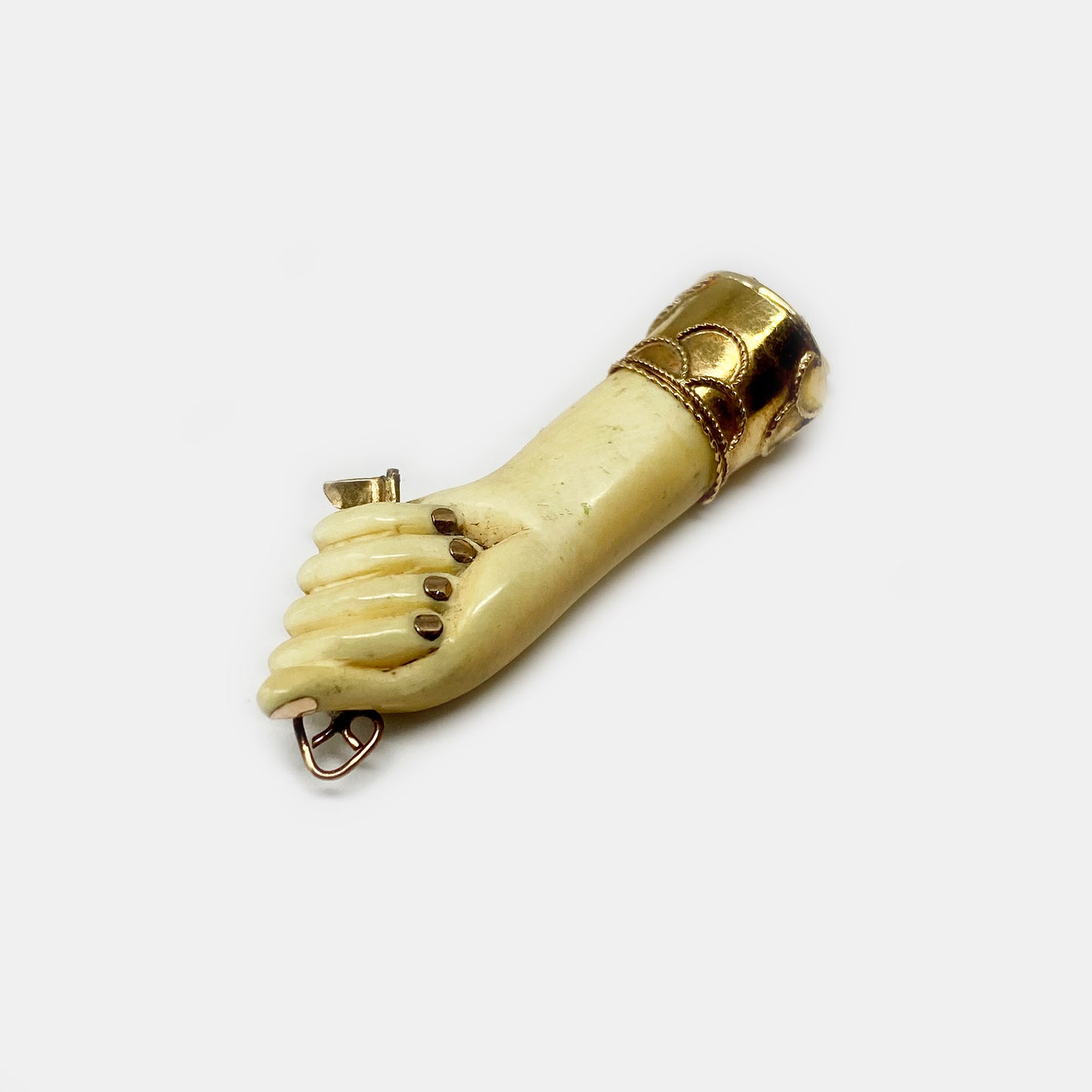 Antique 18K Gold Bone Figa, Victorian Fist, Key Hand, Figa Charm