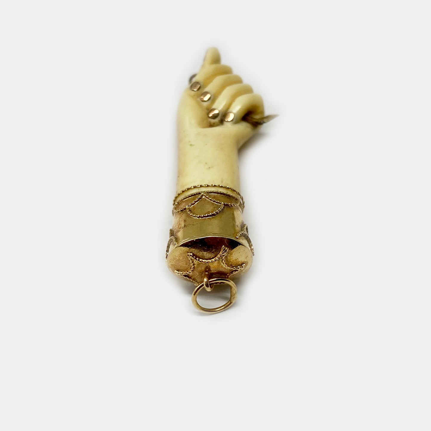 Antique 18K Gold Bone Figa, Victorian Fist, Key Hand, Figa Charm