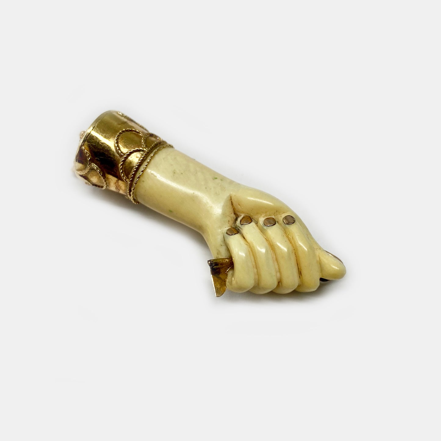 Antique 18K Gold Bone Figa, Victorian Fist, Key Hand, Figa Charm