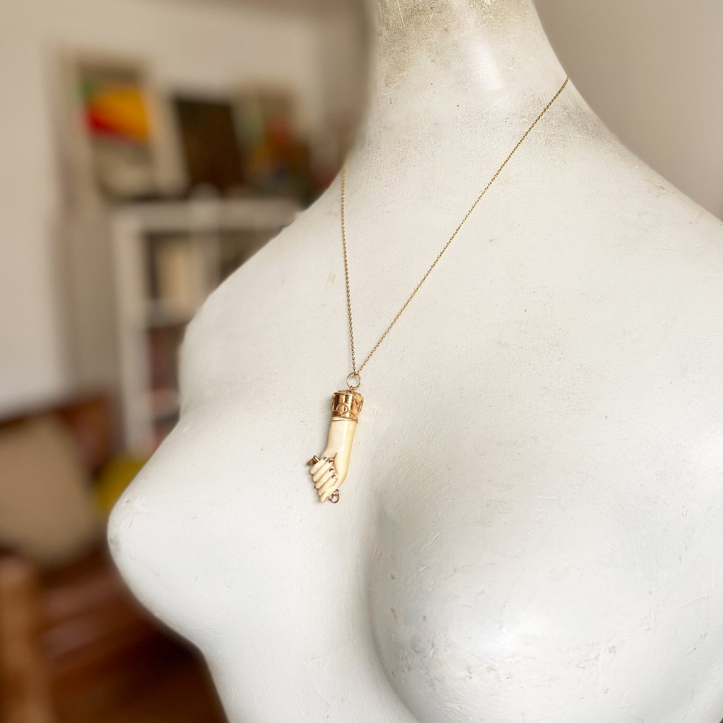 Antique 18K Gold Bone Figa, Victorian Fist, Key Hand, Figa Charm