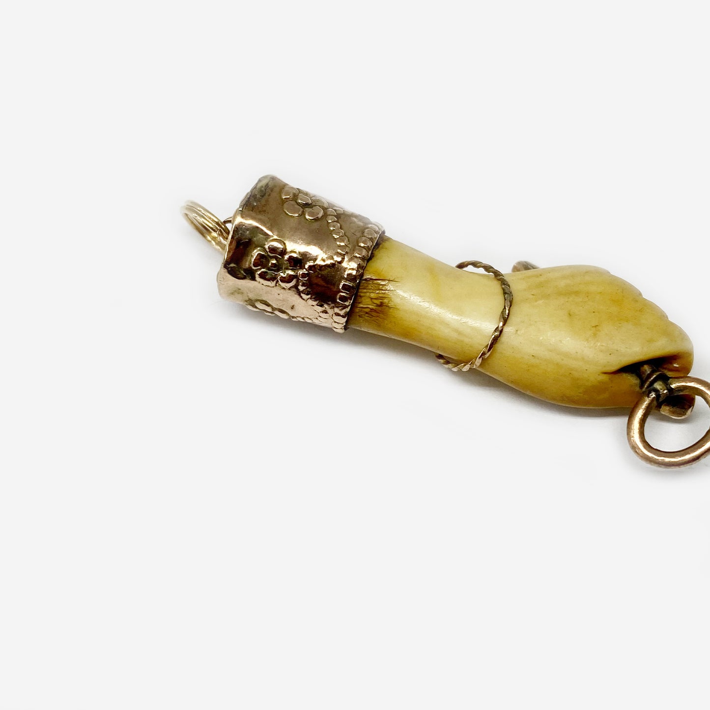 Antique 9K Gold Figa, Victorian Bone Fist Hand Key Figa Charm