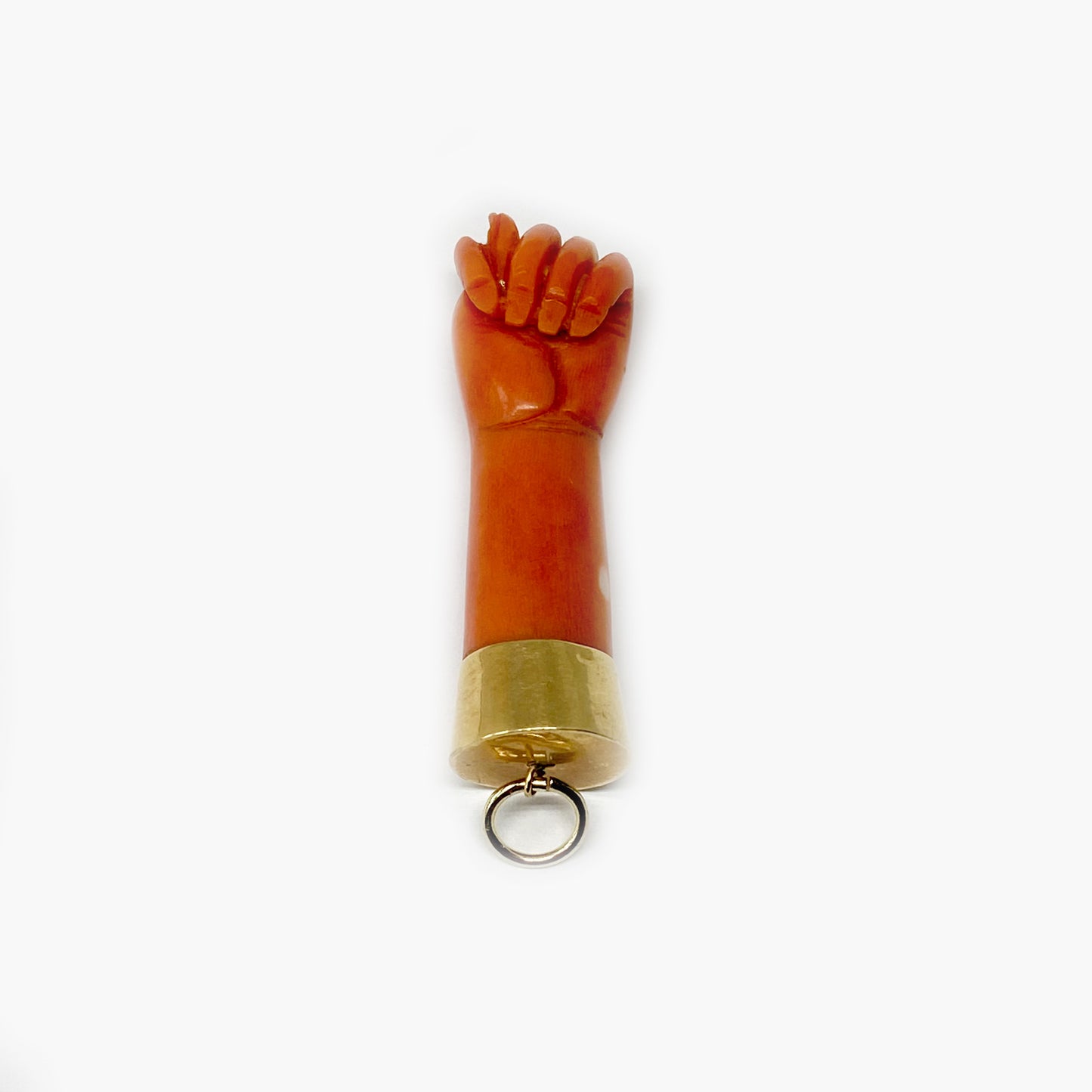 Antique 10K Figa, Coral Hand, Figa Charm
