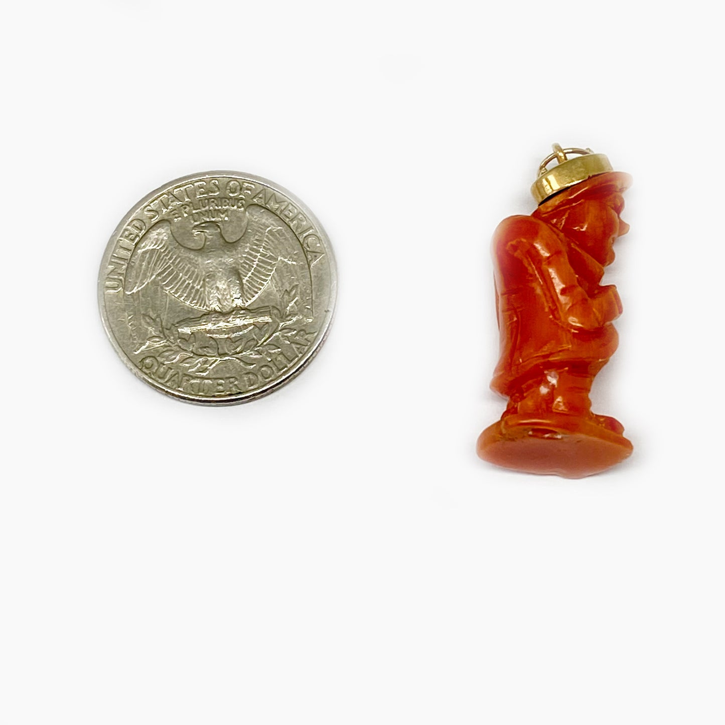 Antique 18k Coral Gobbo Hunchback Pendant