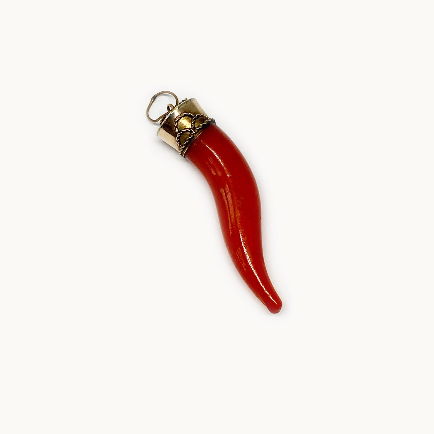 Vintage 9k Gold Horn Charm, Bakelite Corno 9 ct Gold Amulet Pendant