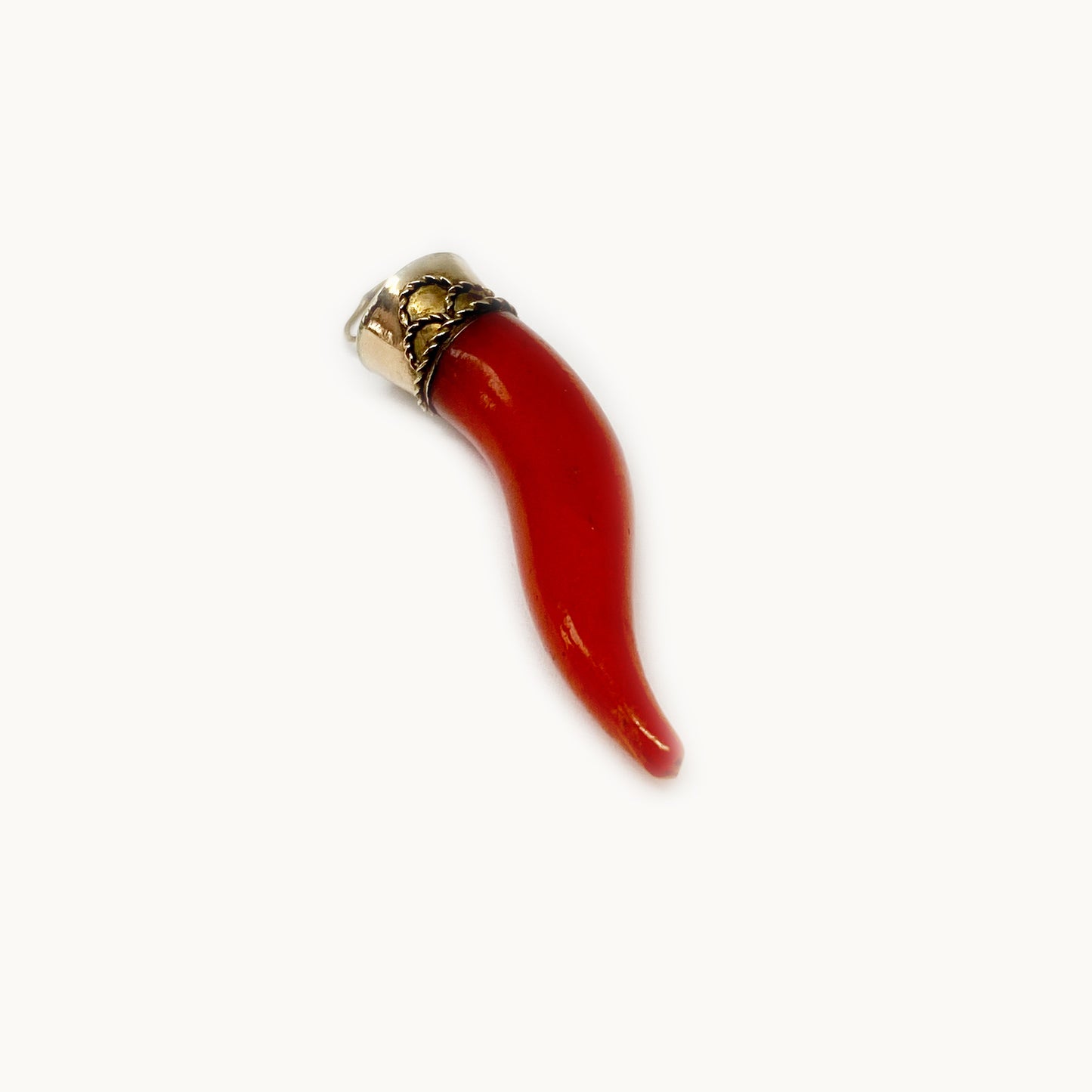 Vintage 9k Gold Horn Charm, Bakelite Corno 9 ct Gold Amulet Pendant