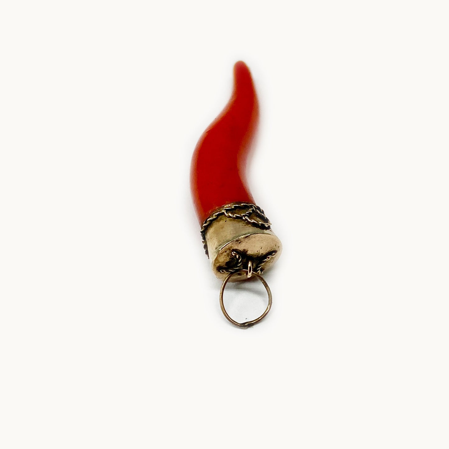 Vintage 9k Gold Horn Charm, Bakelite Corno 9 ct Gold Amulet Pendant