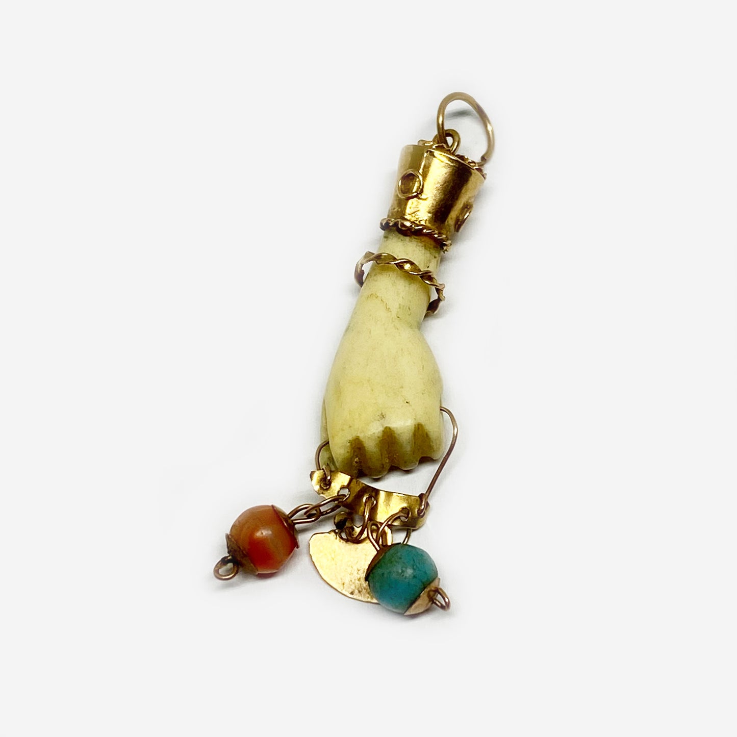 Antique 18K Gold Bone Fist, Victorian Figa Charm