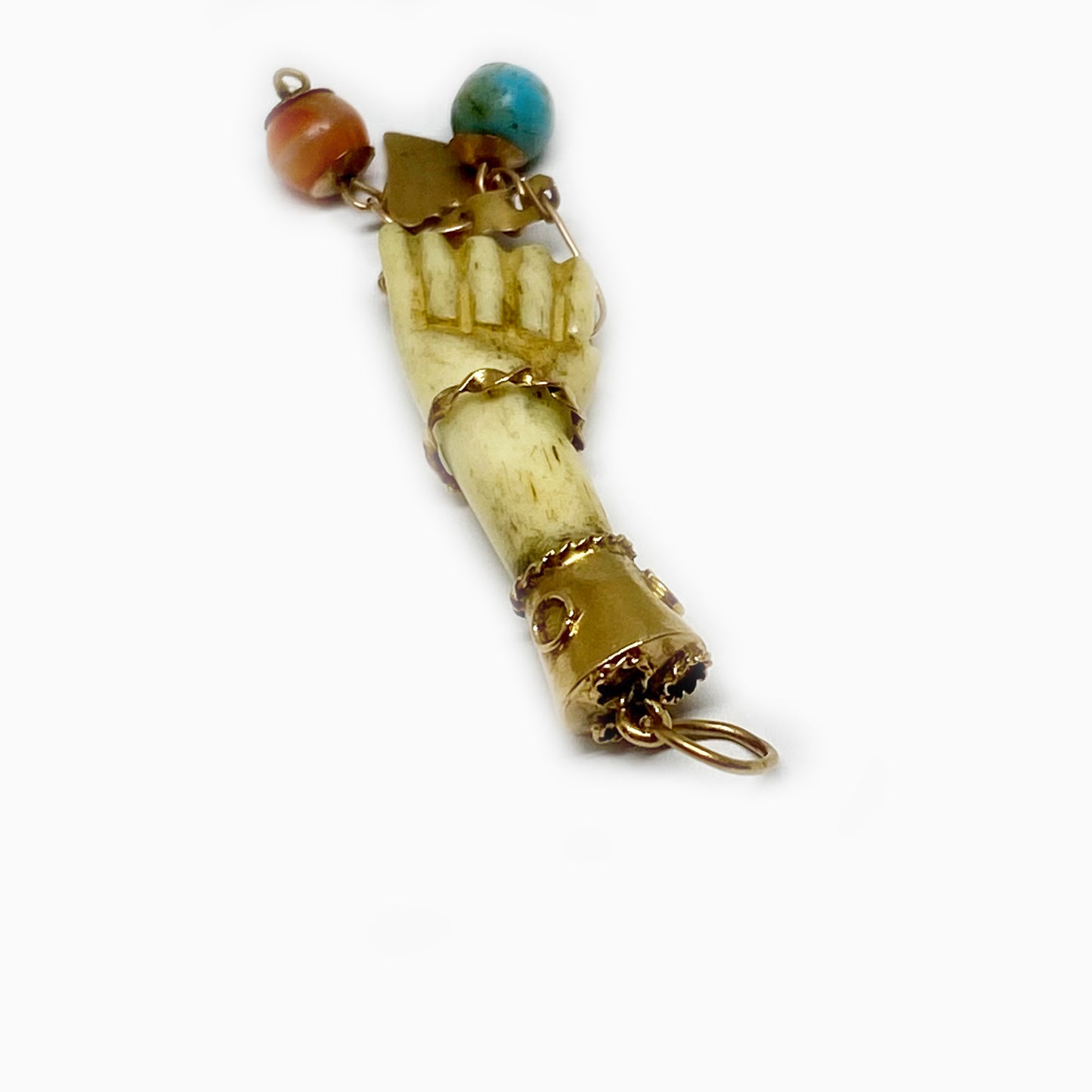 Antique 18K Gold Bone Fist, Victorian Figa Charm