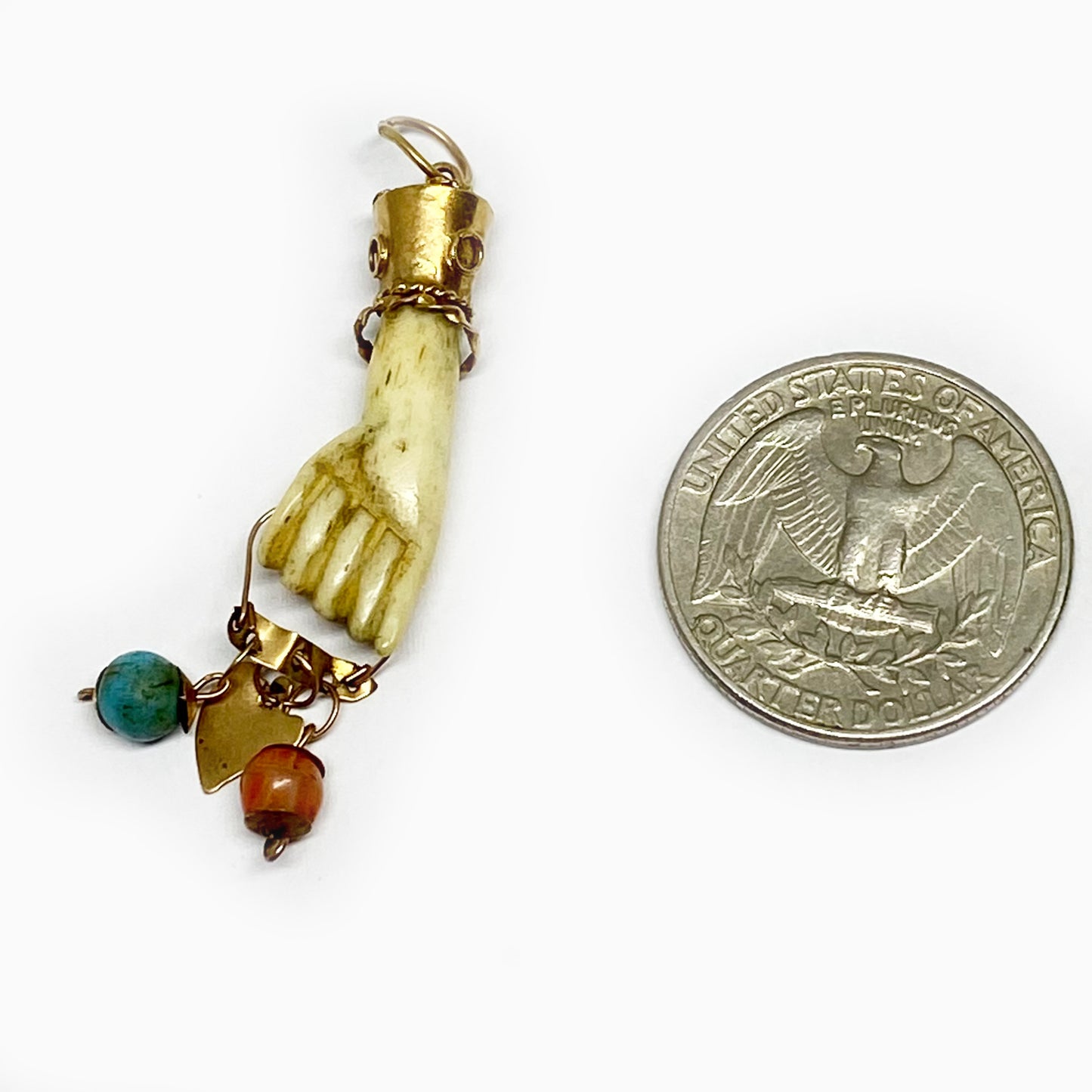 Antique 18K Gold Bone Fist, Victorian Figa Charm