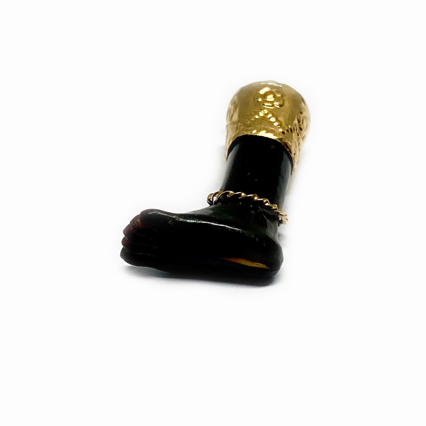 Antique 16k Gold 1950s Bakelite Leg Foot Pendant,