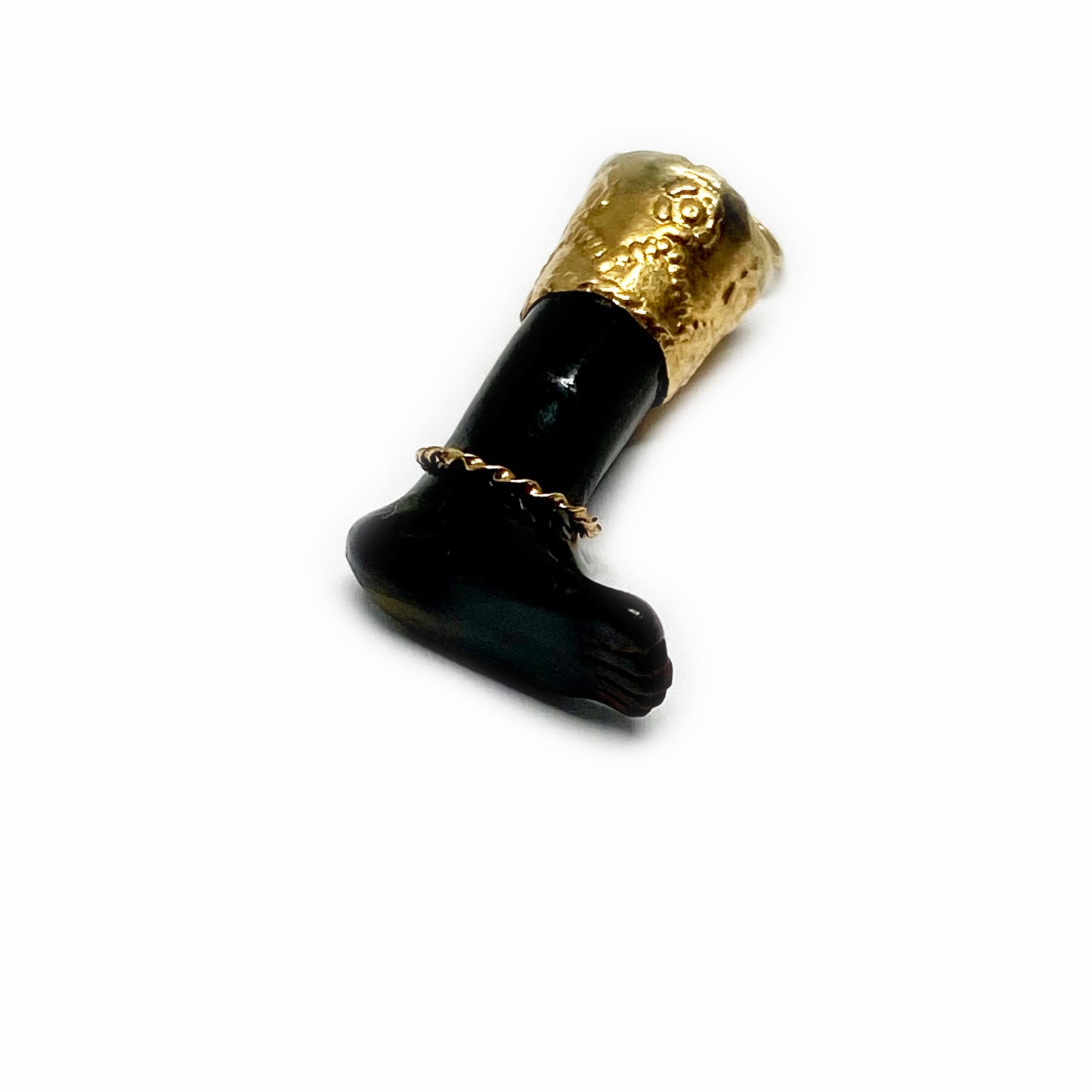 Antique 16k Gold 1950s Bakelite Leg Foot Pendant,