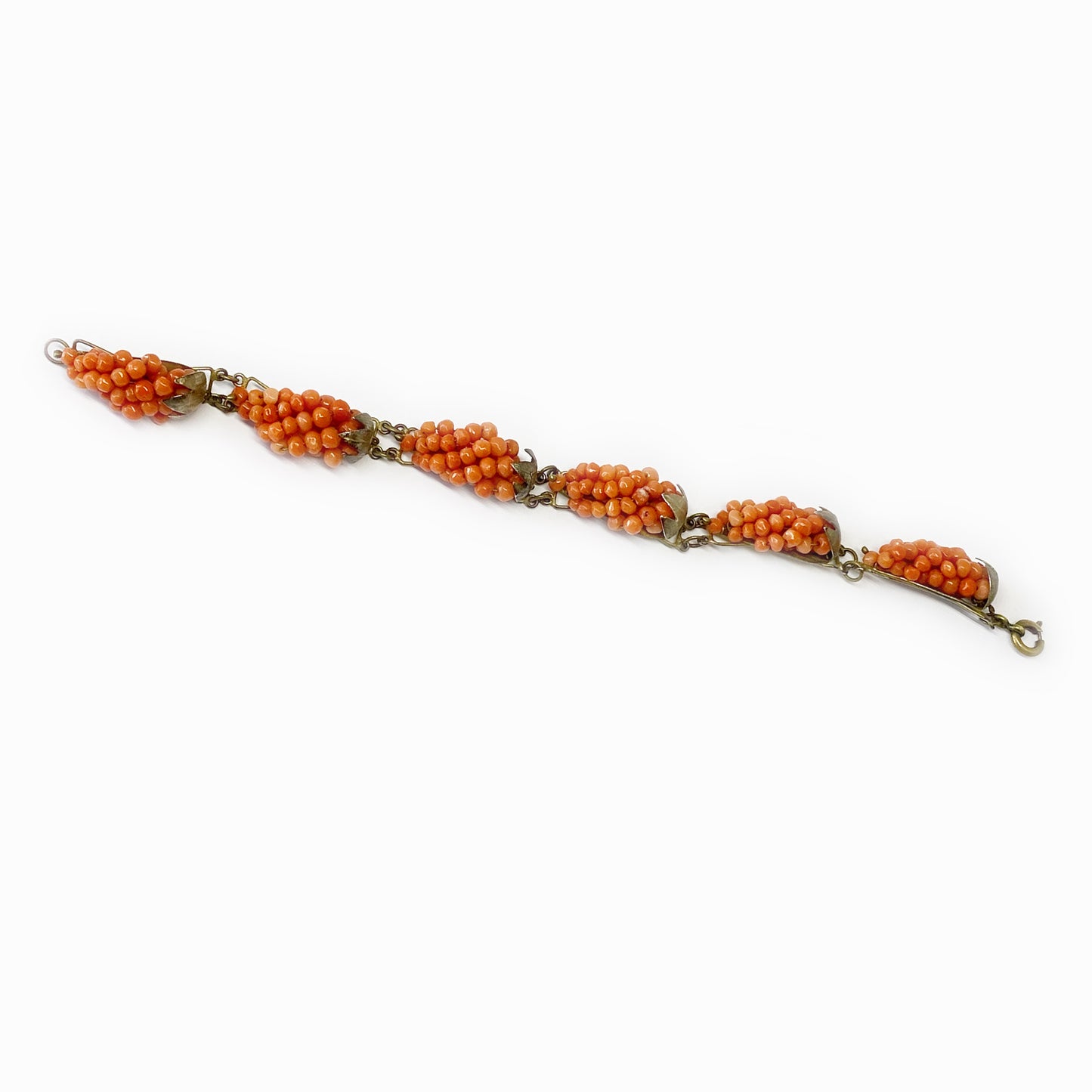 Antique Coral Grape Silver Bracelet