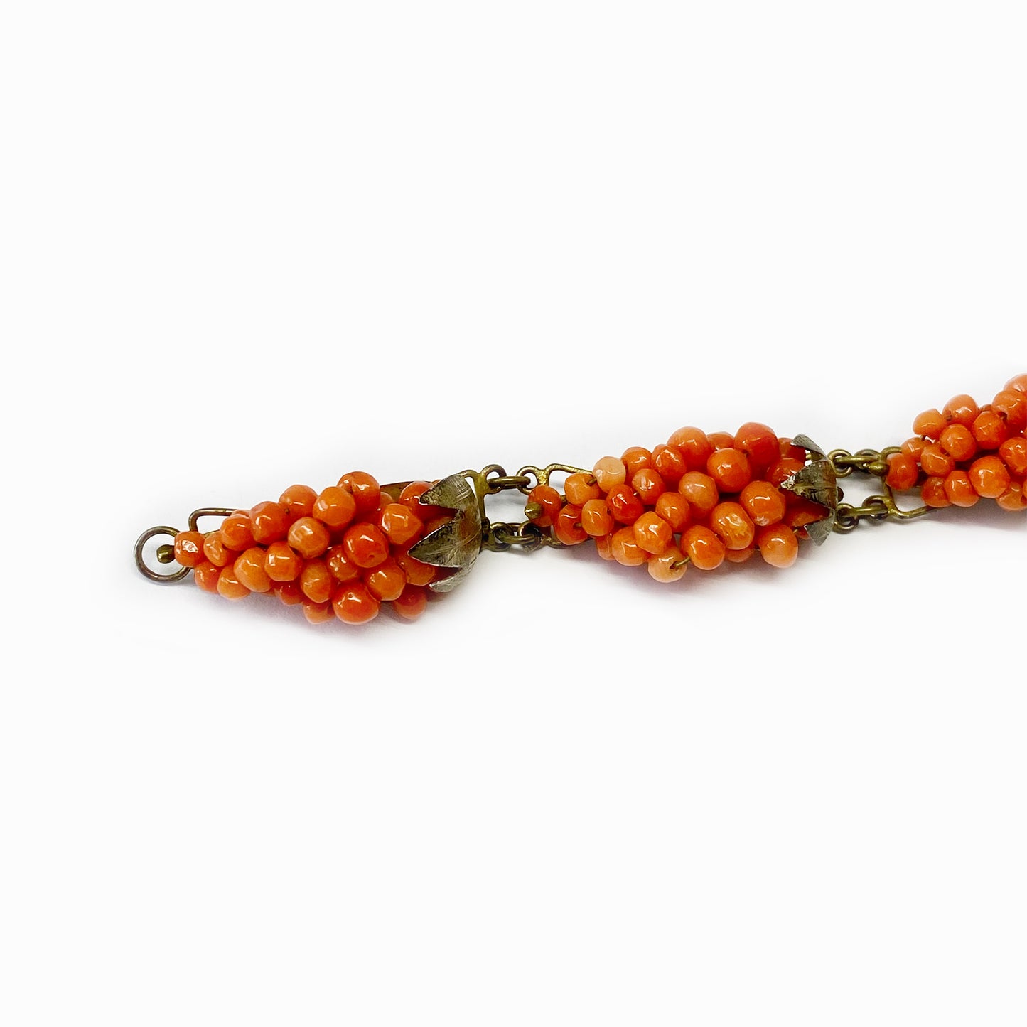 Antique Coral Grape Silver Bracelet