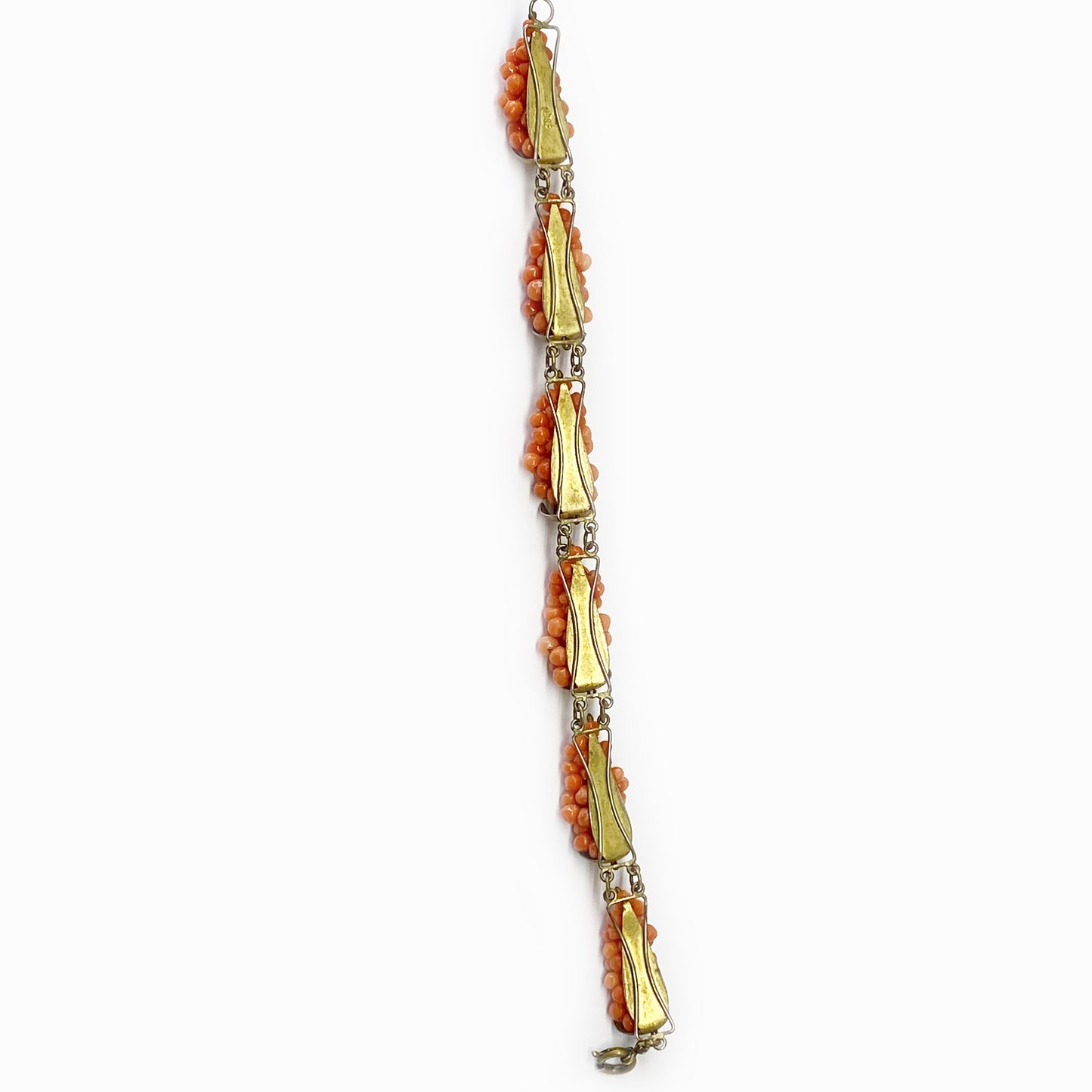 Antique Coral Grape Silver Bracelet