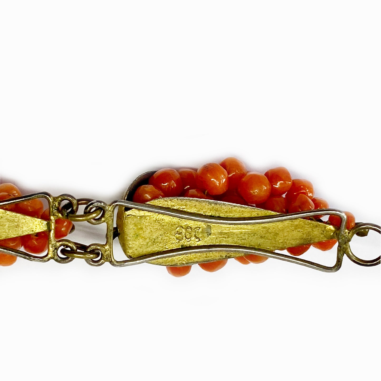 Antique Coral Grape Silver Bracelet