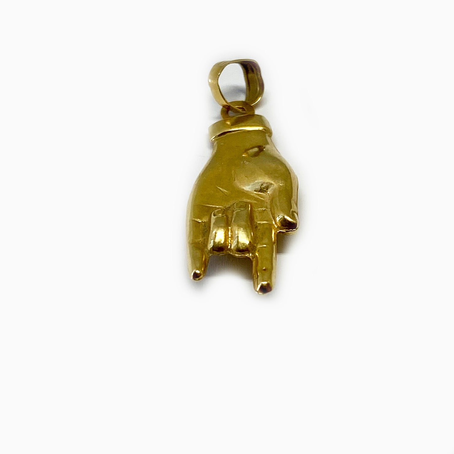 Vintage 18k Gold Horned Hand Figa Charm