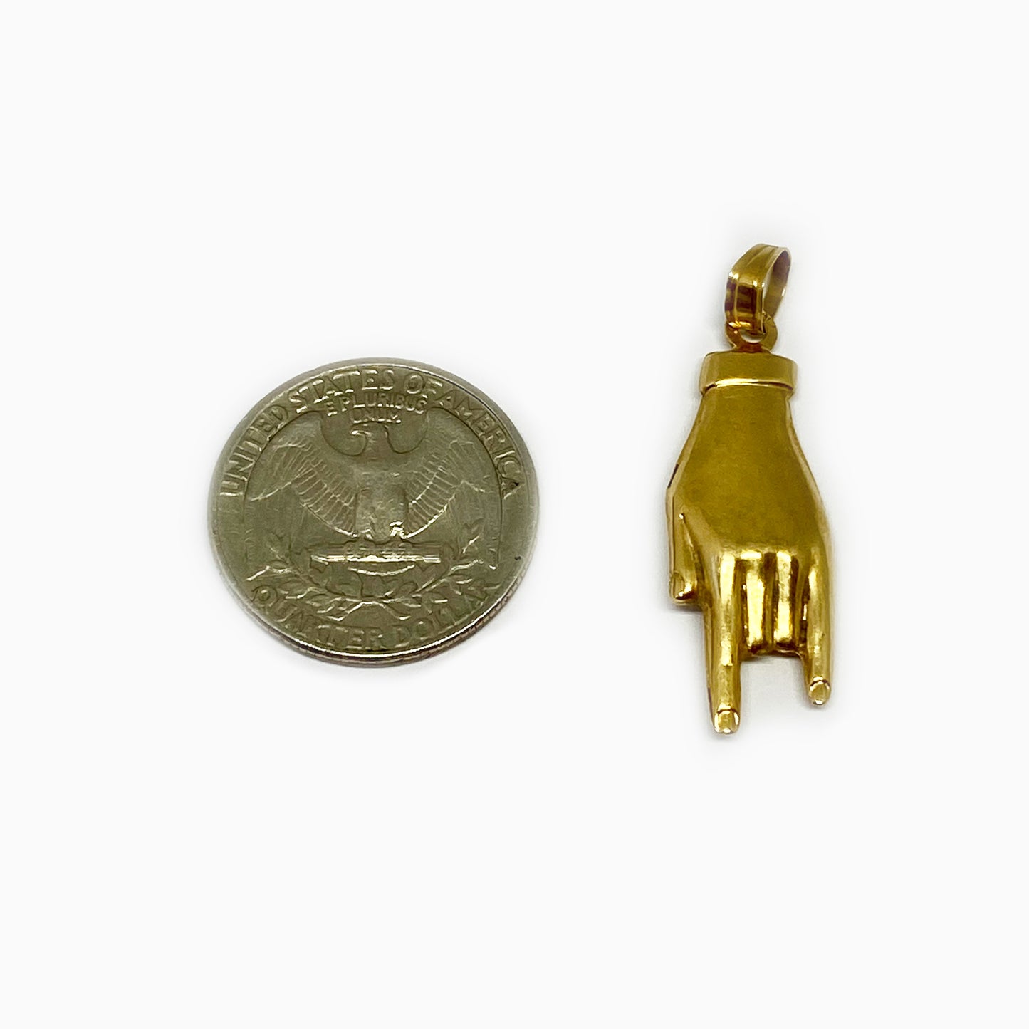 Vintage 18k Gold Horned Hand Figa Charm