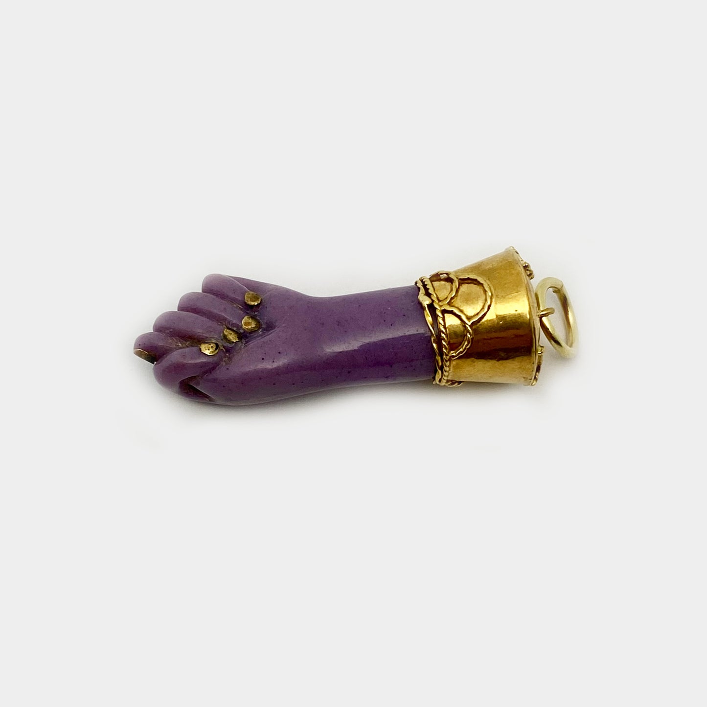 Vintage 14k Purple Figa, 14 ct Gold Hand Figa Charm