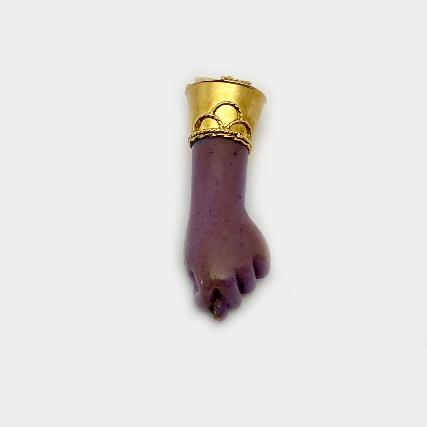 Vintage 14k Purple Figa, 14 ct Gold Hand Figa Charm