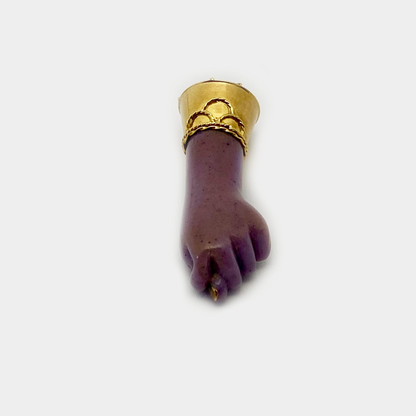 Vintage 14k Purple Figa, 14 ct Gold Hand Figa Charm