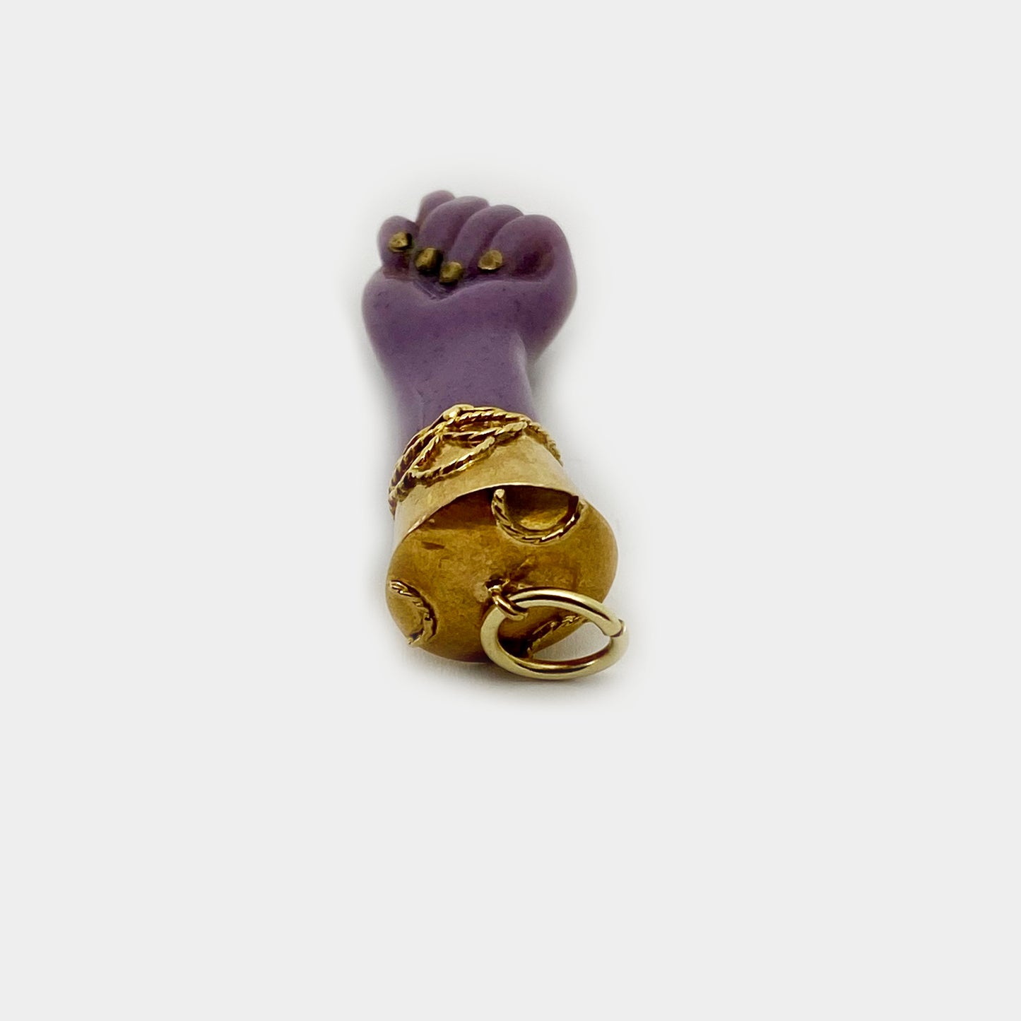Vintage 14k Purple Figa, 14 ct Gold Hand Figa Charm