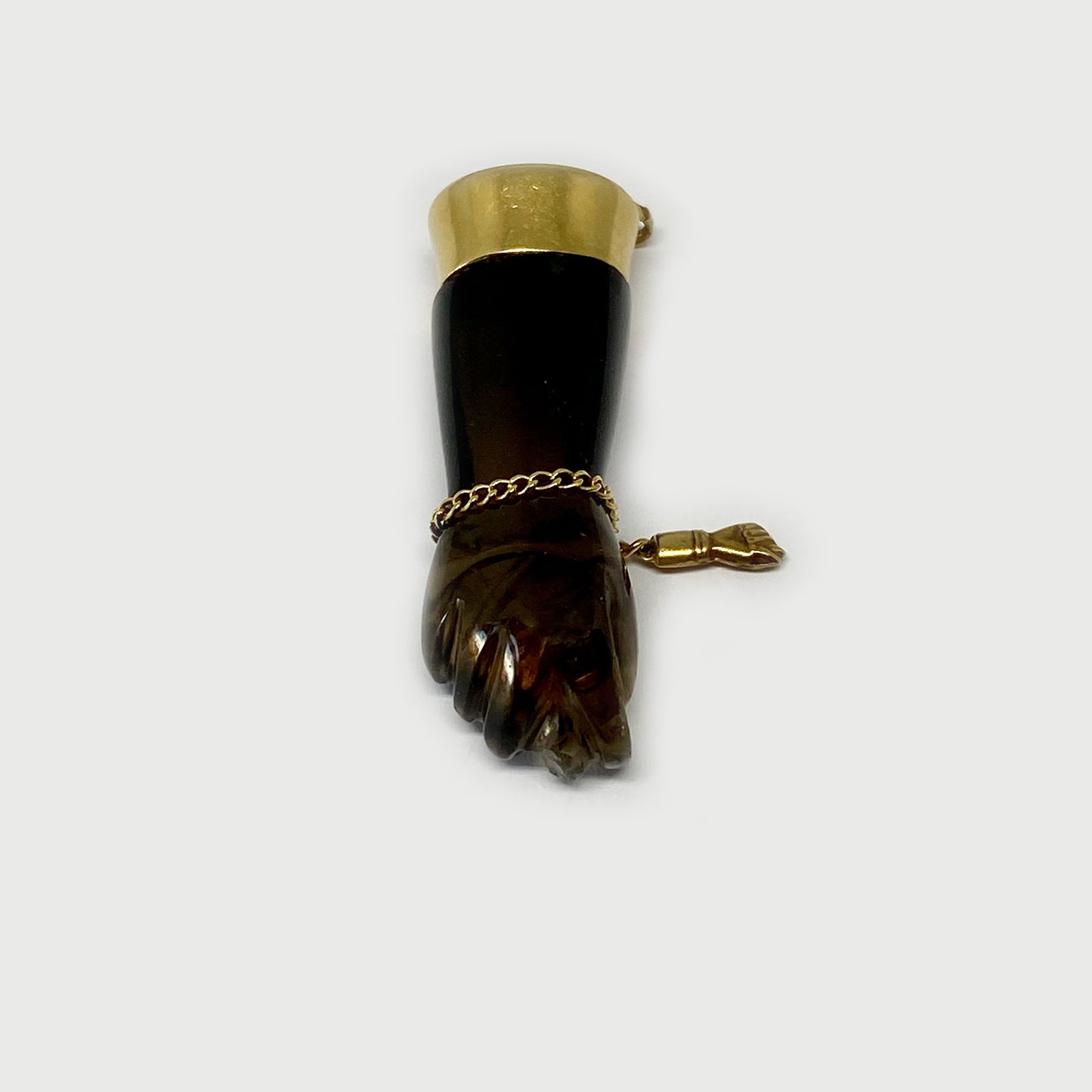 tage 14k Gold Crystal Figa, Smoky Quartz Figa Charm