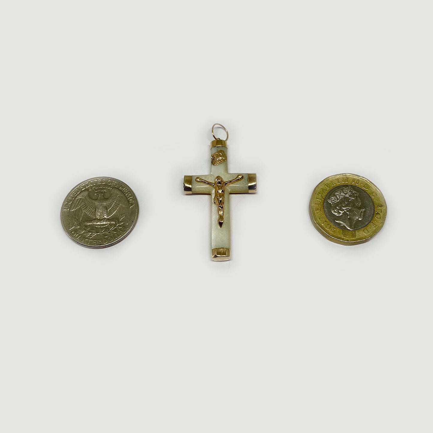 Antique 14k Gold Mother of Pearl Cross Pendant
