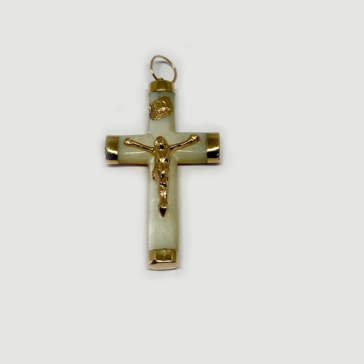 Antique 14k Gold Mother of Pearl Cross Pendant