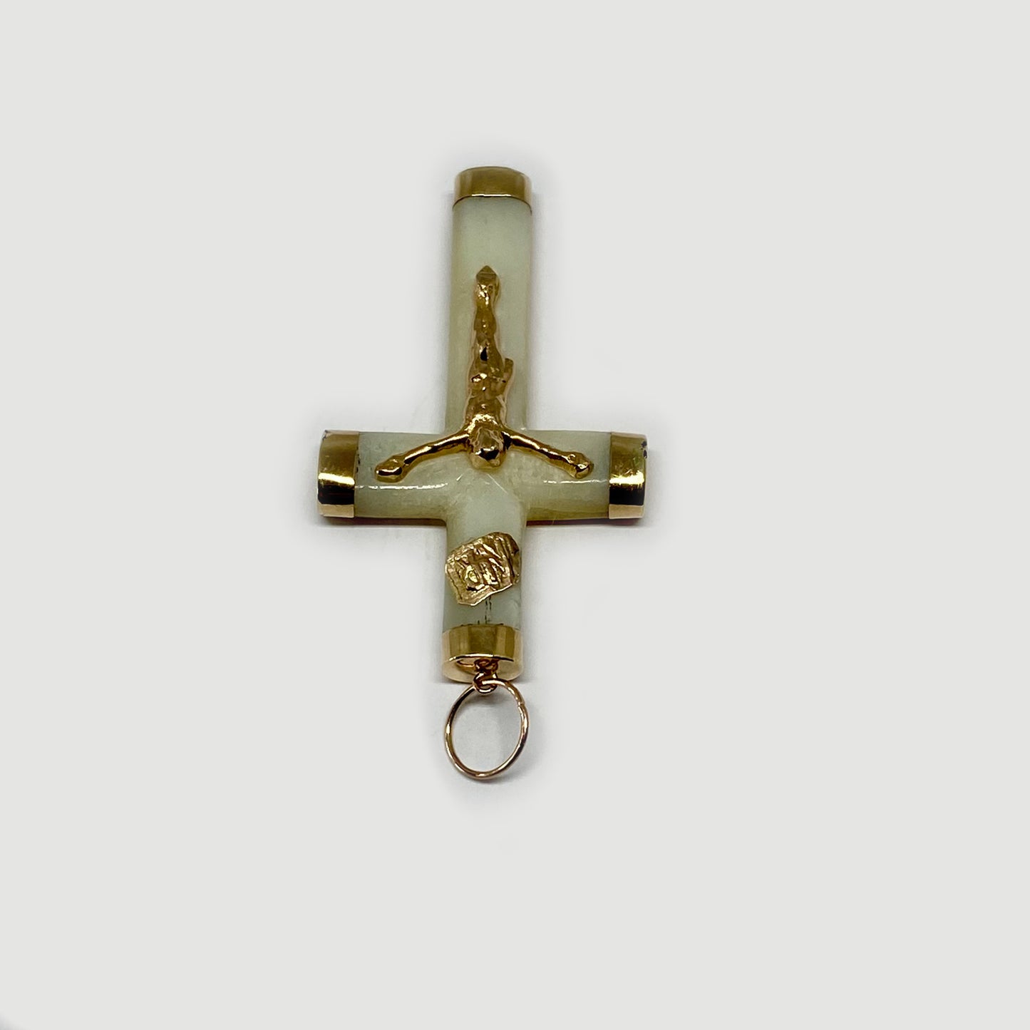 Antique 14k Gold Mother of Pearl Cross Pendant