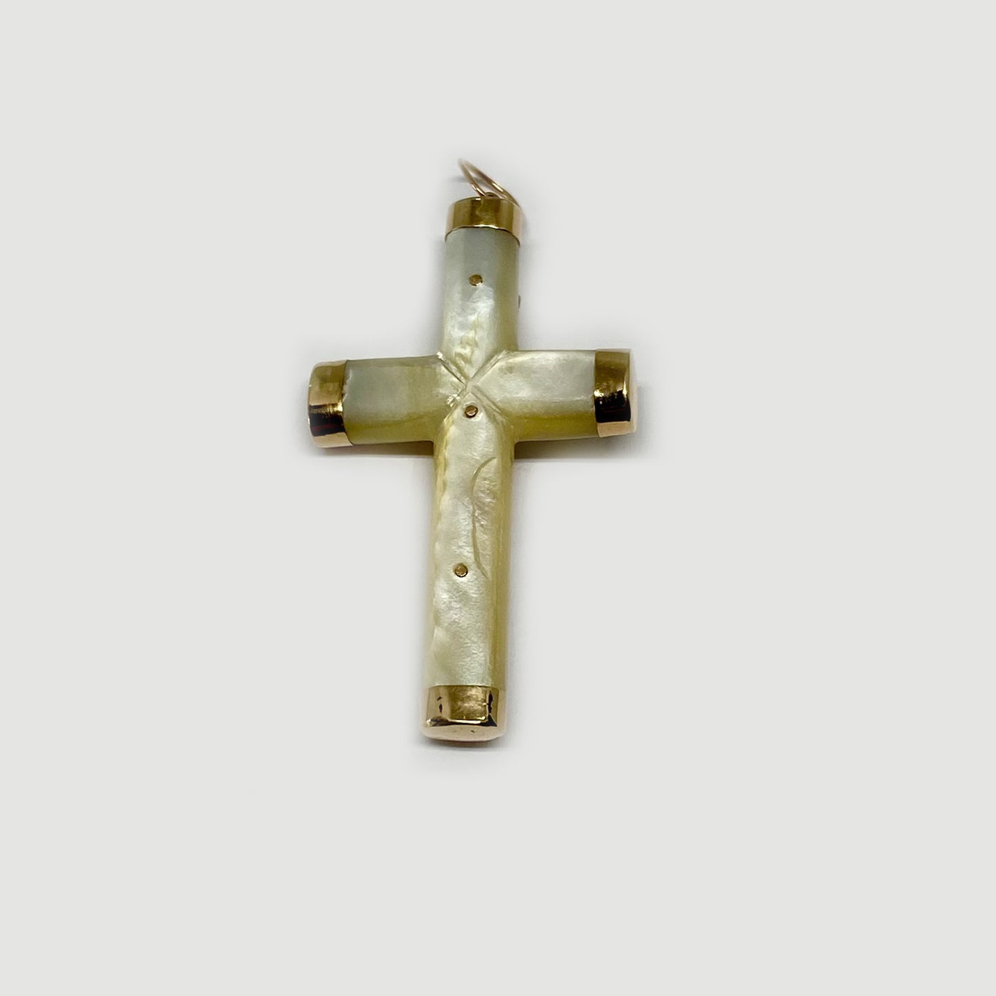Antique 14k Gold Mother of Pearl Cross Pendant