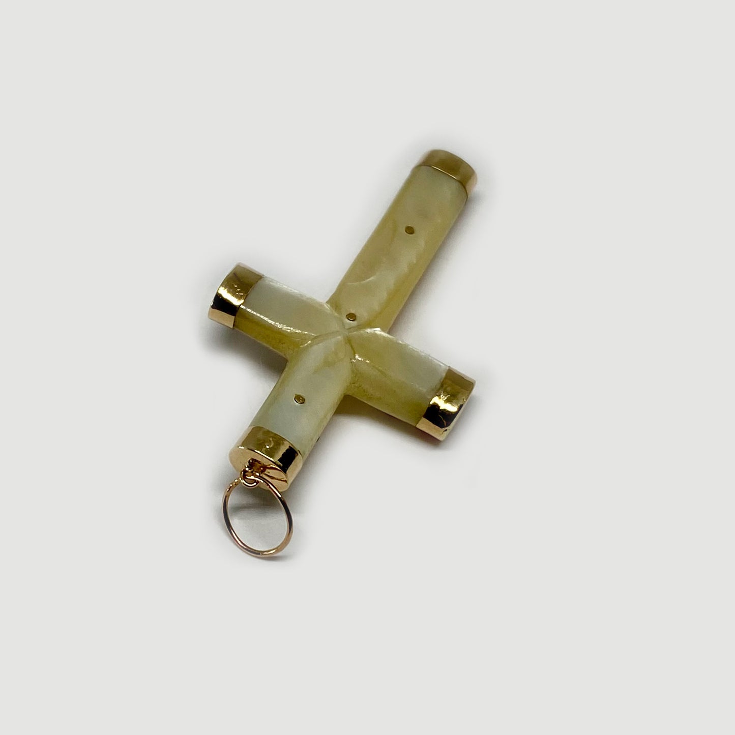 Antique 14k Gold Mother of Pearl Cross Pendant