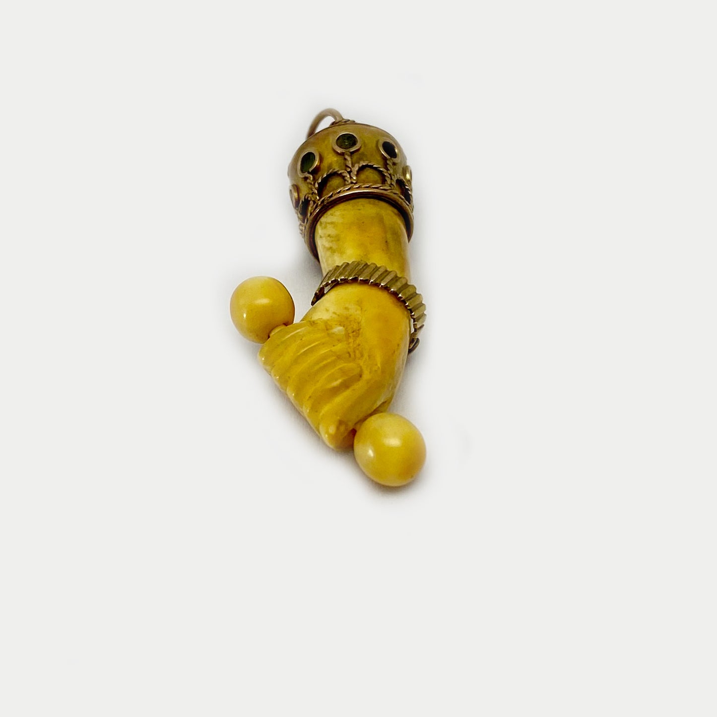 Antique 9k Gold Bone Figa Charm, Good Lucky Charm
