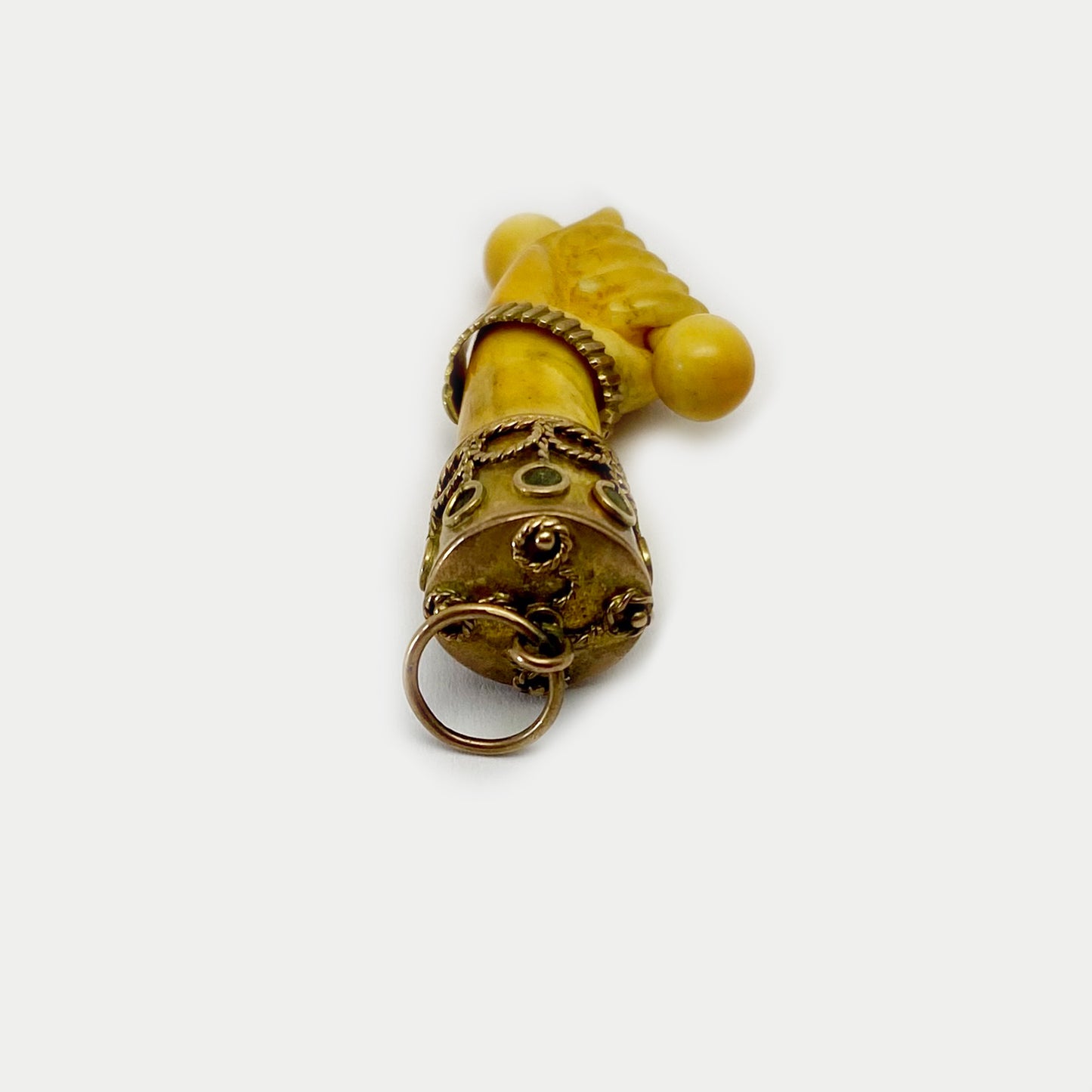 Antique 9k Gold Bone Figa Charm, Good Lucky Charm
