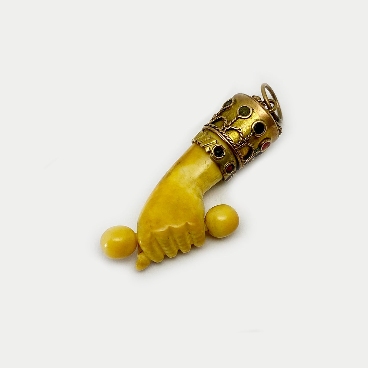 Antique 9k Gold Bone Figa Charm, Good Lucky Charm