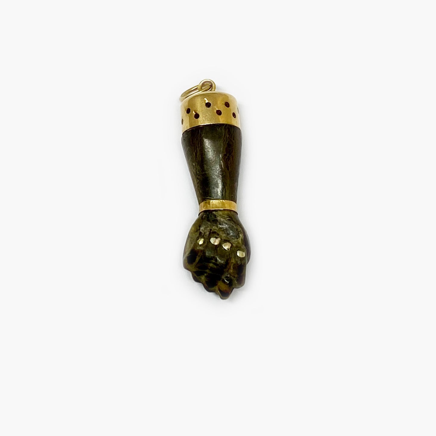 Antique 18k Gold Figa Hand, Victorian Stained Horn Pendant, Lucky Charm, 1800s, Mano Fico, Figa Charm, Hand Charm, Evil Eye, Hand Jewelry
