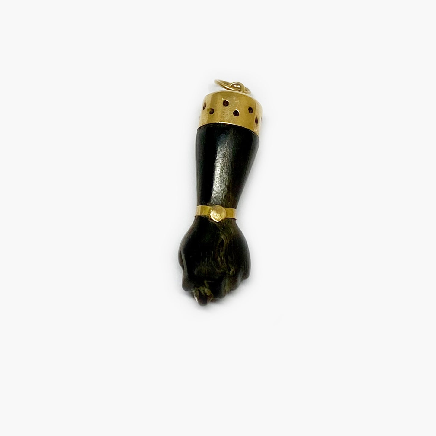 Antique 18k Gold Figa Hand, Victorian Stained Horn Pendant, Lucky Charm, 1800s, Mano Fico, Figa Charm, Hand Charm, Evil Eye, Hand Jewelry