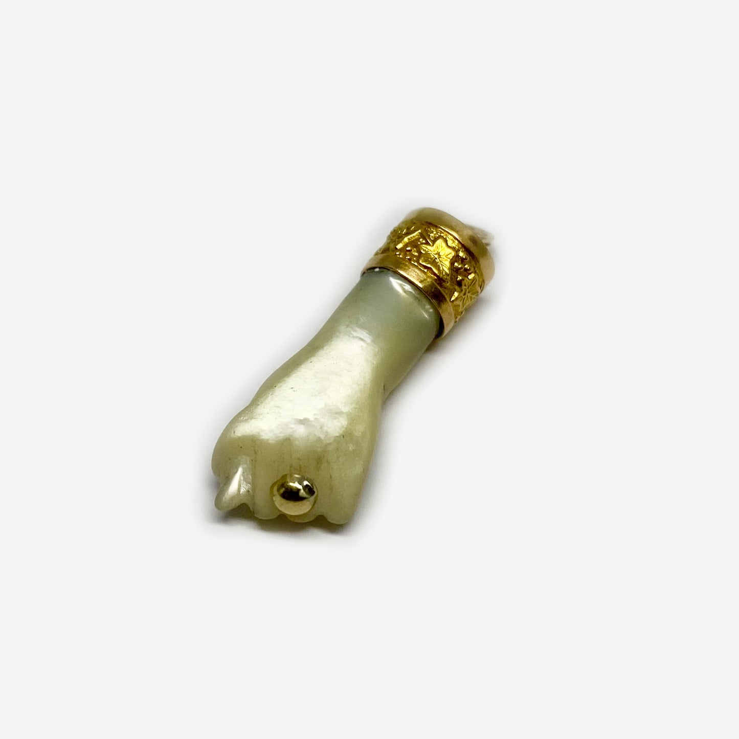 Antique 18K Gold Figa, Carved Mother Of Pearl Figa Charm