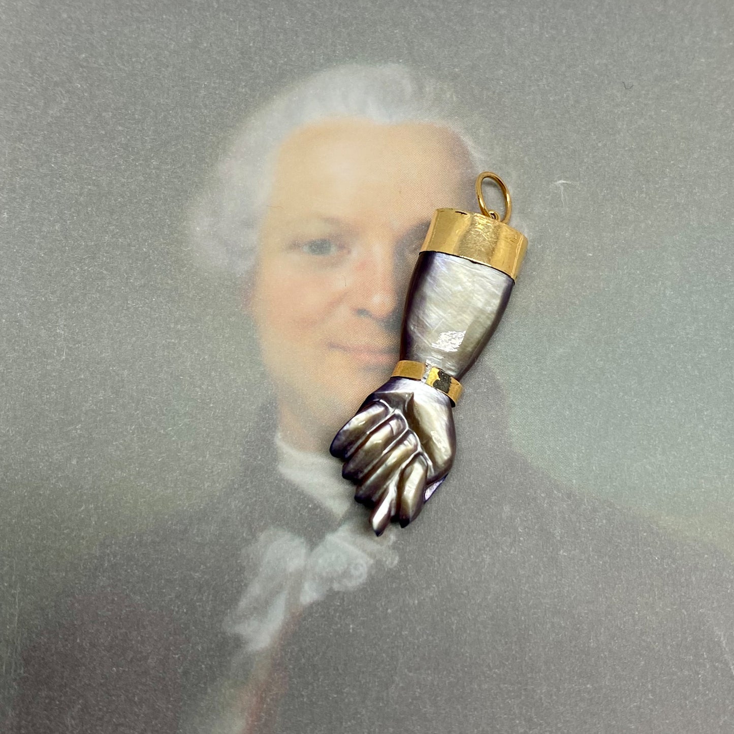 Antique 14k Gold Abalone Purple Greyish Figa Charm