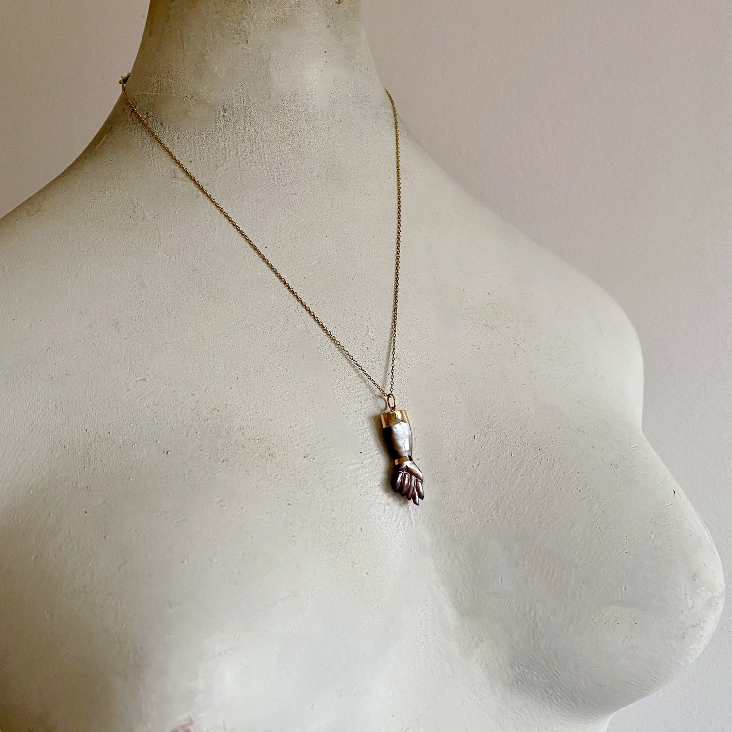 Antique 14k Gold Abalone Purple Greyish Figa Charm