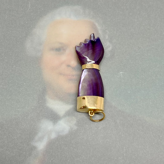 Antique 14k Gold Abalone Purple Greyish Figa Charm