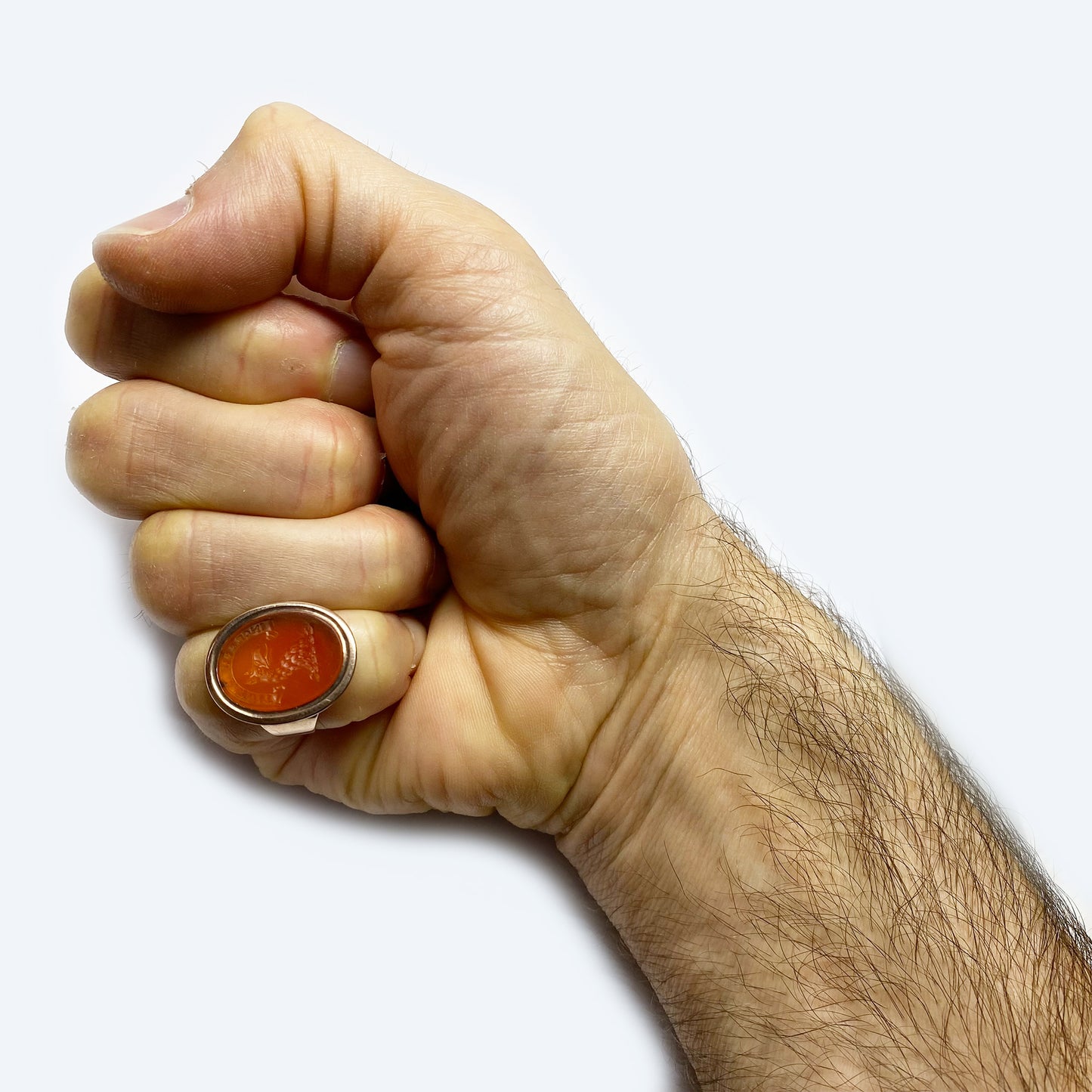 Antique 9k Gold Carnelian Intaglio Ring, Heraldic Coat Of Arms Motto, Edwardian Signet Ring